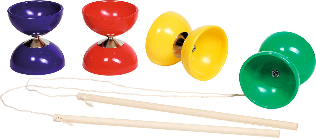 Diabolo Set mit Stöcken und Schnur in vier Farben – Ansicht
