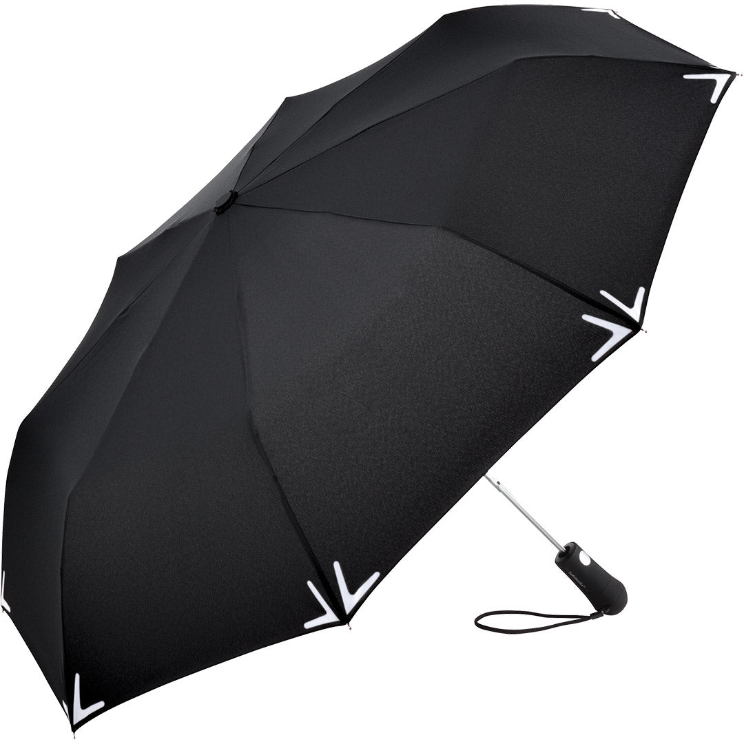 FARE Safebrella LED Taschenschirm mit Reflektoren – Schwarz