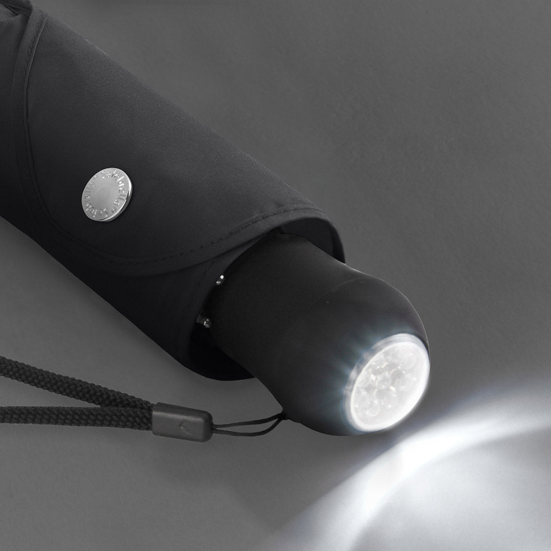 FARE Safebrella Taschenschirm mit LED Leuchte – Schwarz