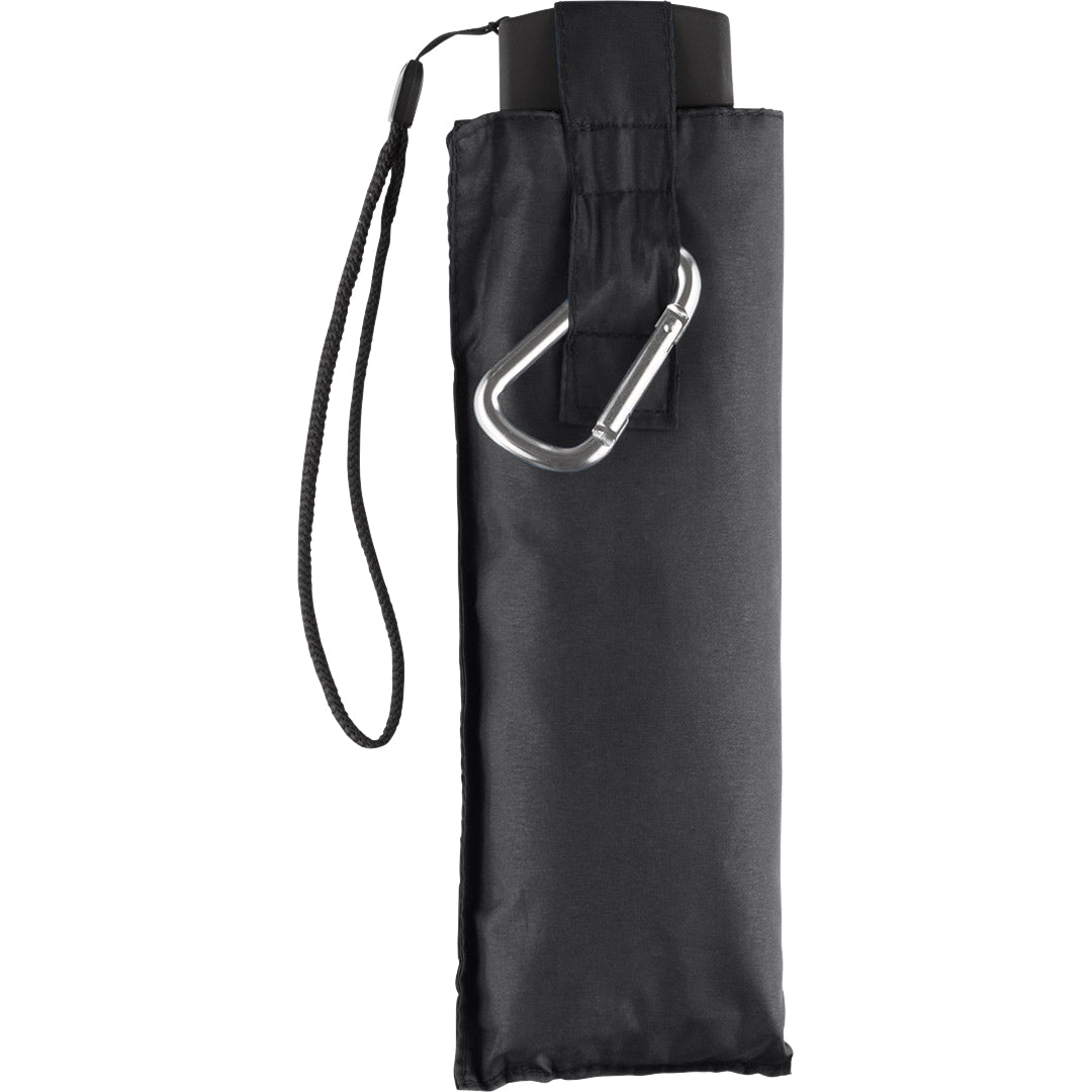 FARE SlimLite Adventure Taschenschirm mit Karabiner – Schwarz
