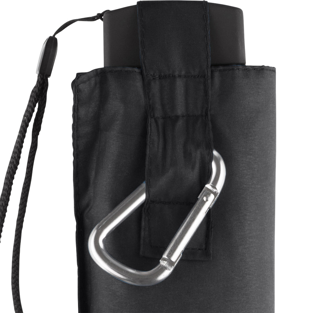 FARE SlimLite Adventure Taschenschirm mit Karabiner – Schwarz