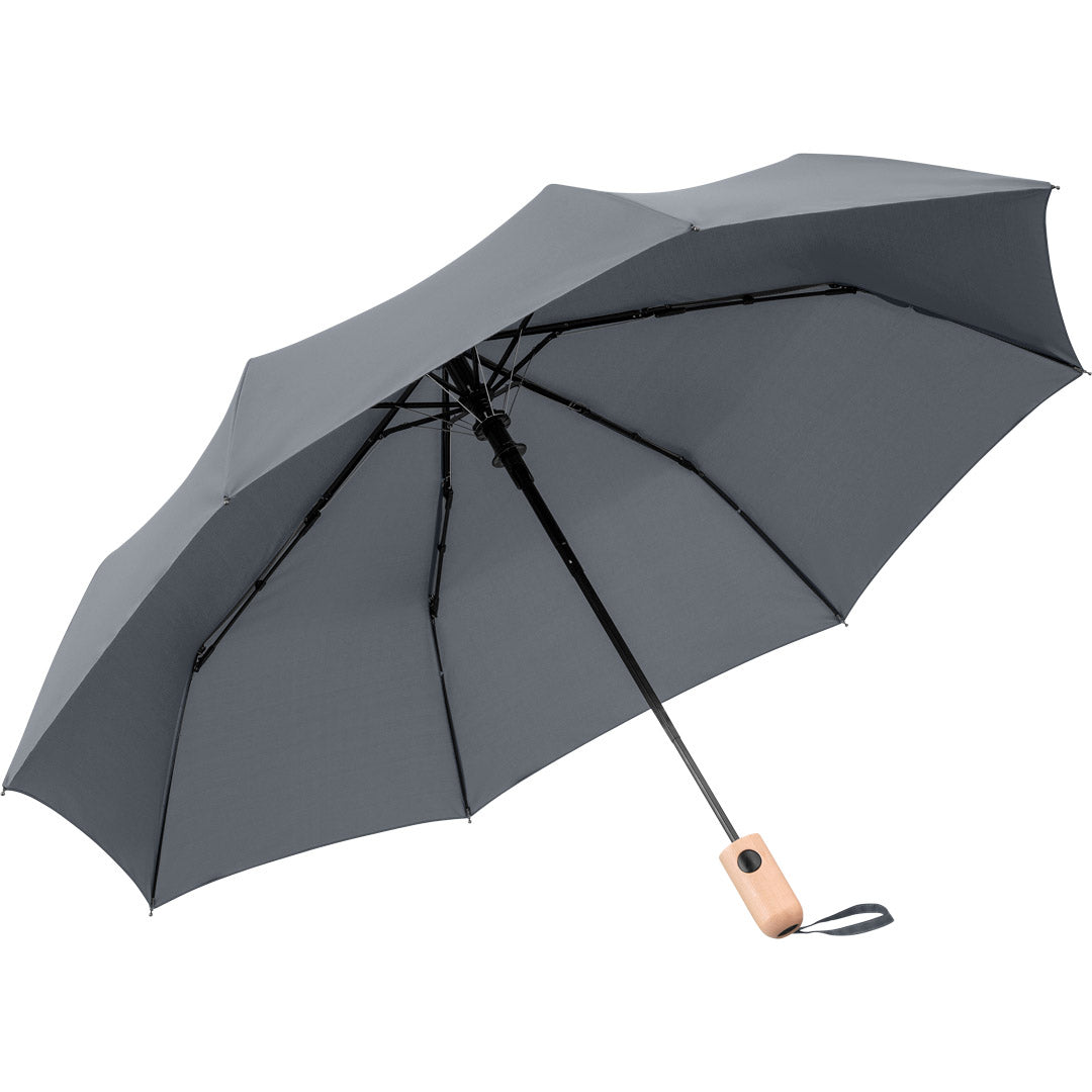 FARE Taschenschirm AC mit Echtholzgriff – Grau wS
