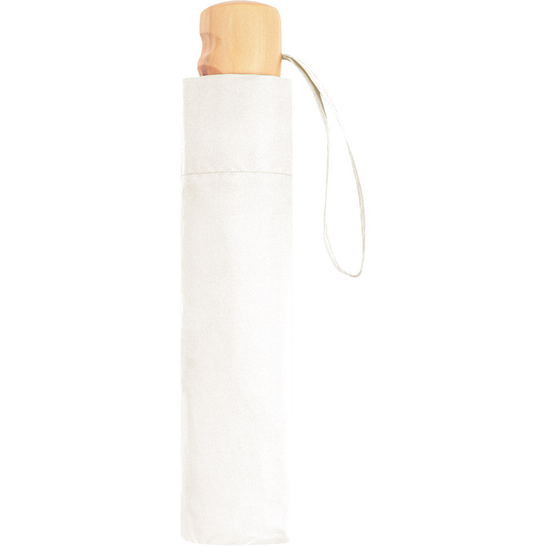 FARE Taschenschirm mit Echtholzgriff – Naturweiß wS