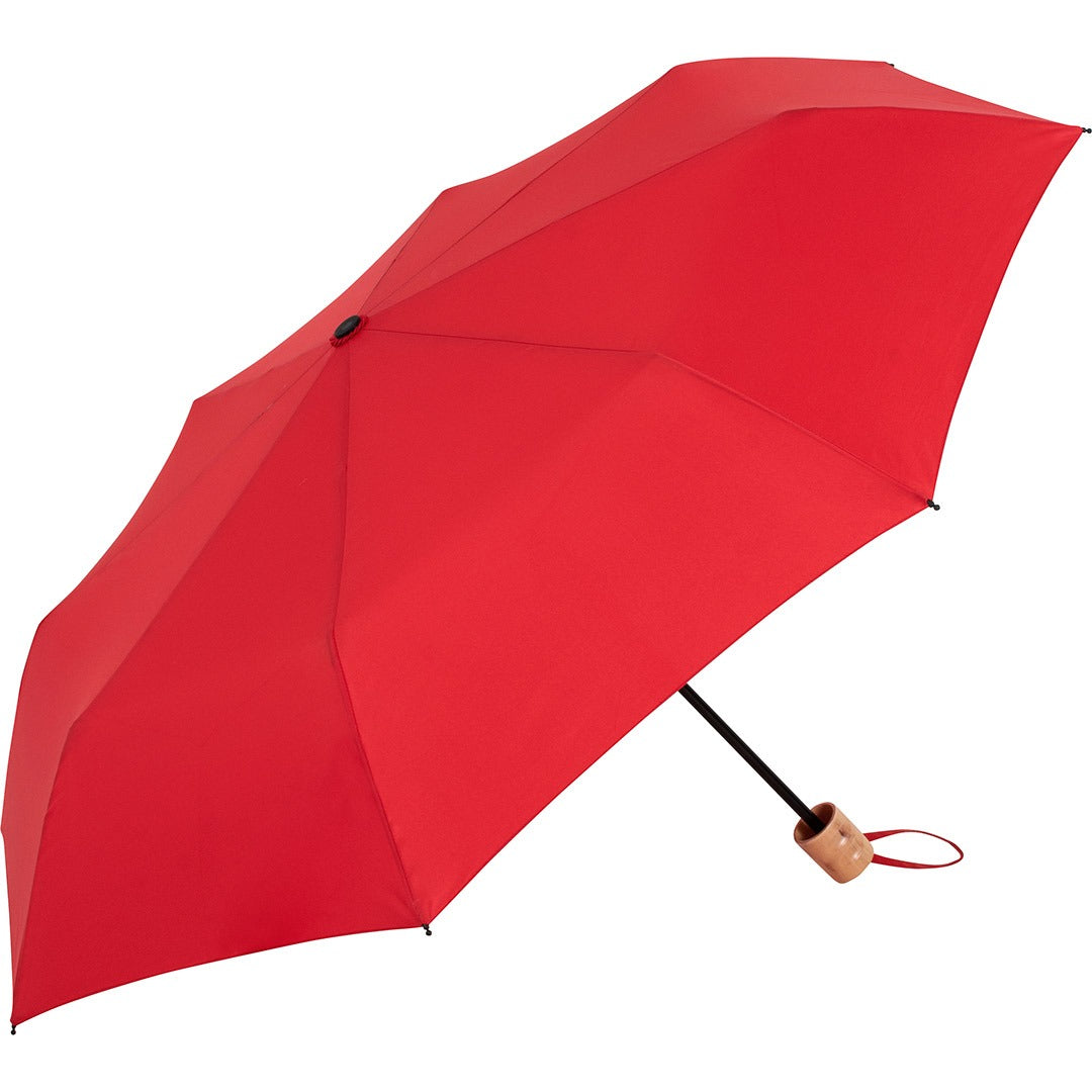 FARE Taschenschirm mit Echtholzgriff – Rot wS