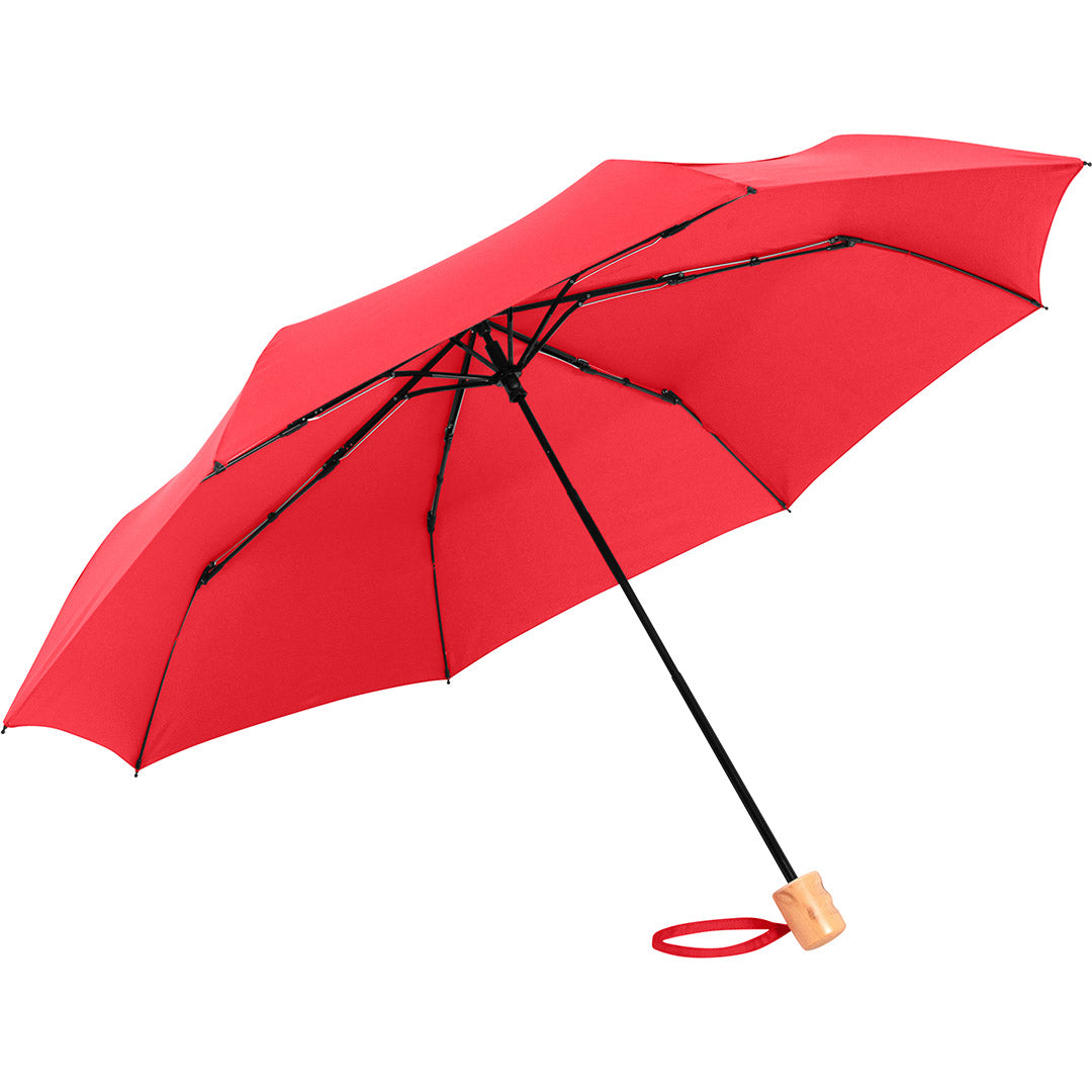 FARE Taschenschirm mit Echtholzgriff – Rot wS