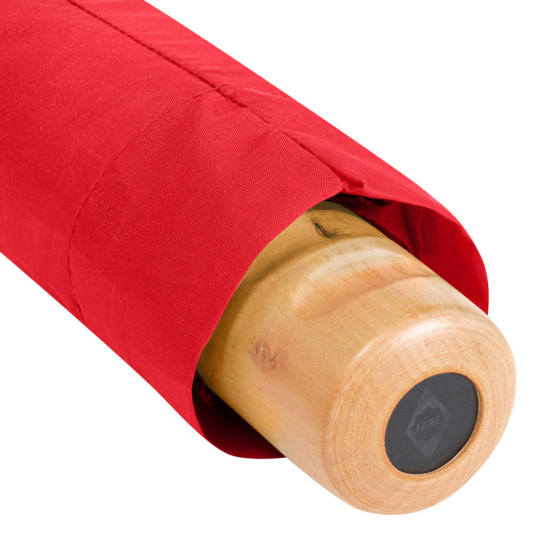 FARE Taschenschirm mit Echtholzgriff – Rot wS