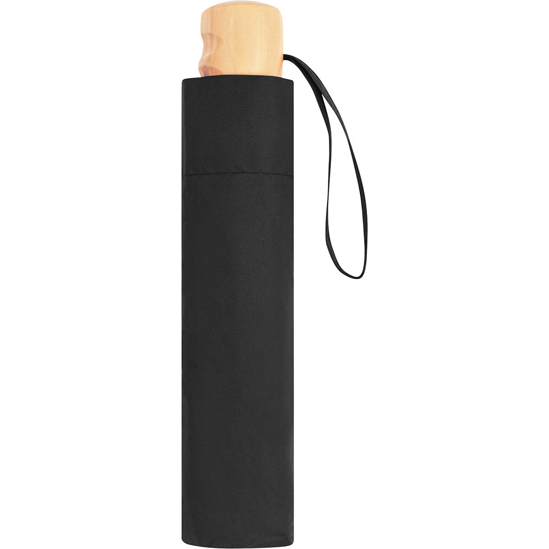 FARE Taschenschirm mit Echtholzgriff – Schwarz wS
