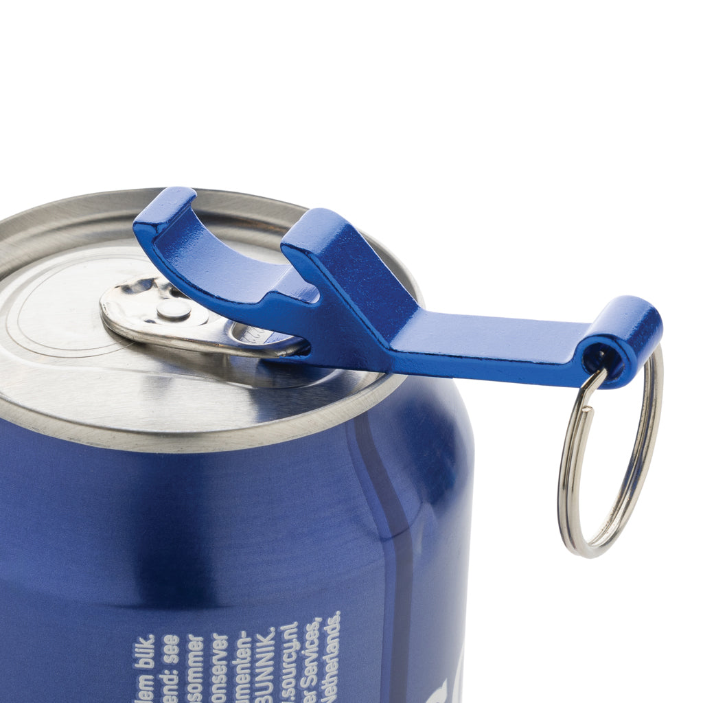 Flaschen- und Dosenöffner aus RCS recyceltem Aluminium – blau