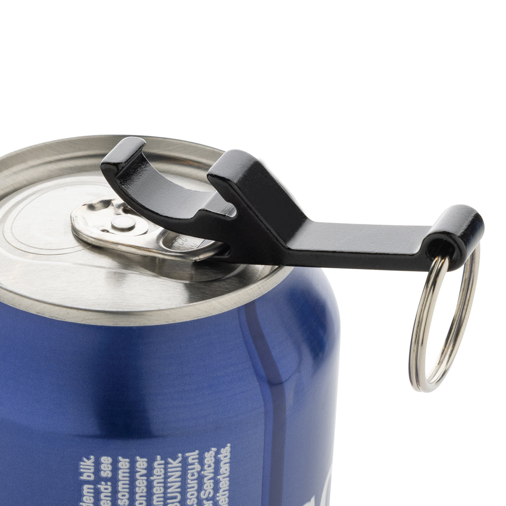 Flaschen- und Dosenöffner aus RCS recyceltem Aluminium – schwarz