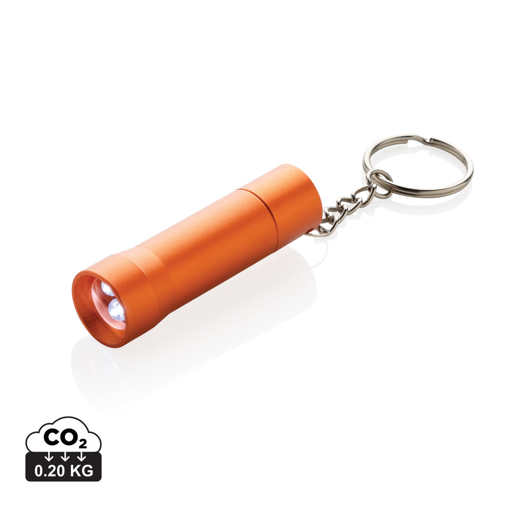 Flash Schlüsselanhänger-Taschenlampe aus RCS rec. Aluminium – orange