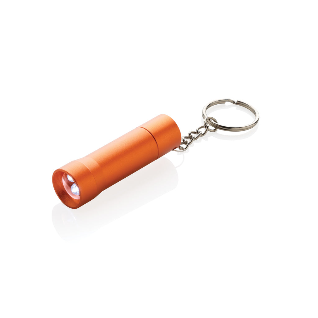 Flash Schlüsselanhänger-Taschenlampe aus RCS rec. Aluminium – orange