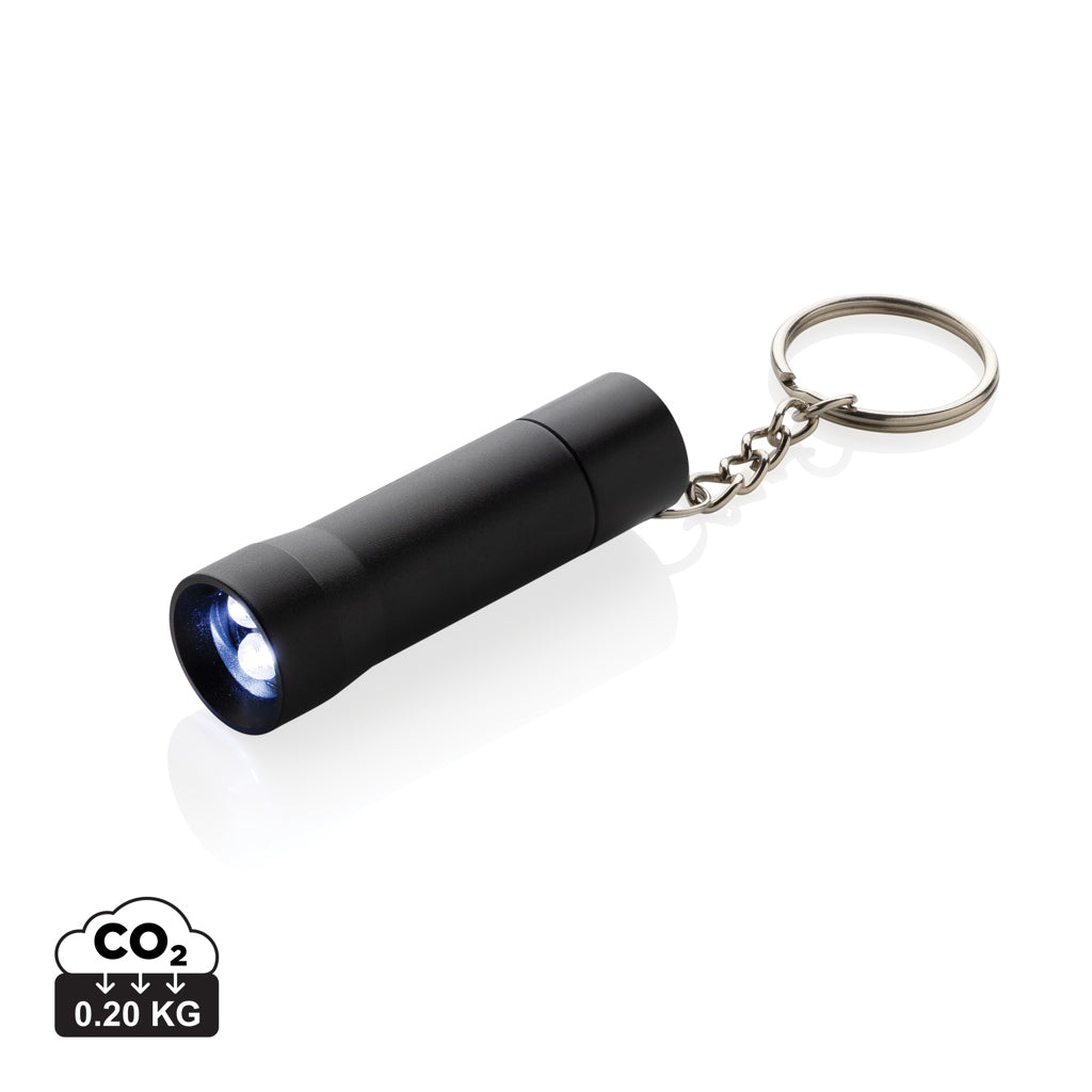Flash Schlüsselanhänger-Taschenlampe aus RCS rec. Aluminium – schwarz