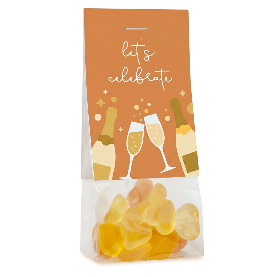 Fruchtgummi Herzen mit Secco Aroma im Beutel 45 g – Beispielmotiv
