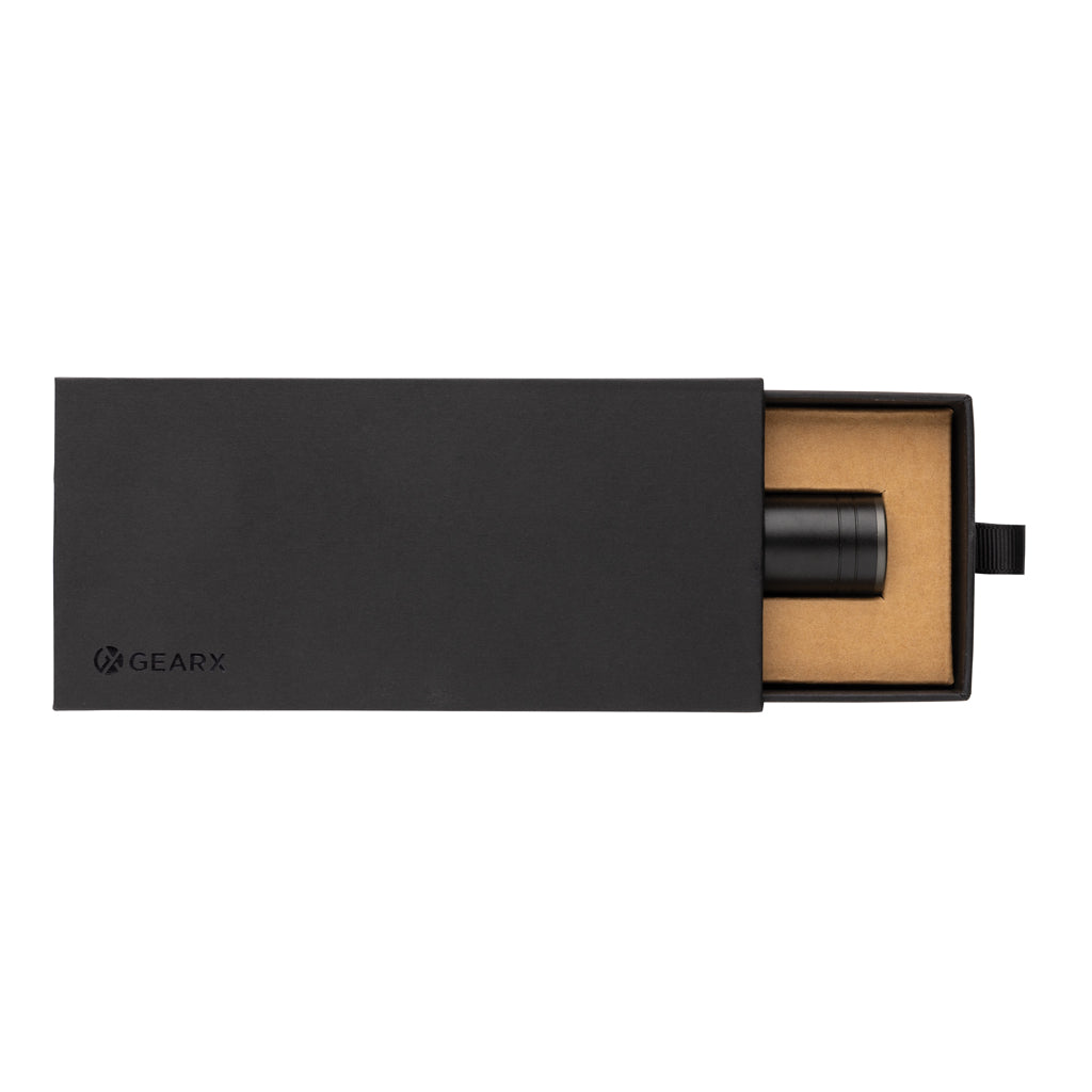 Gear X Taschenlampe aus RCS recycelt. Aluminium mit USB-Akku