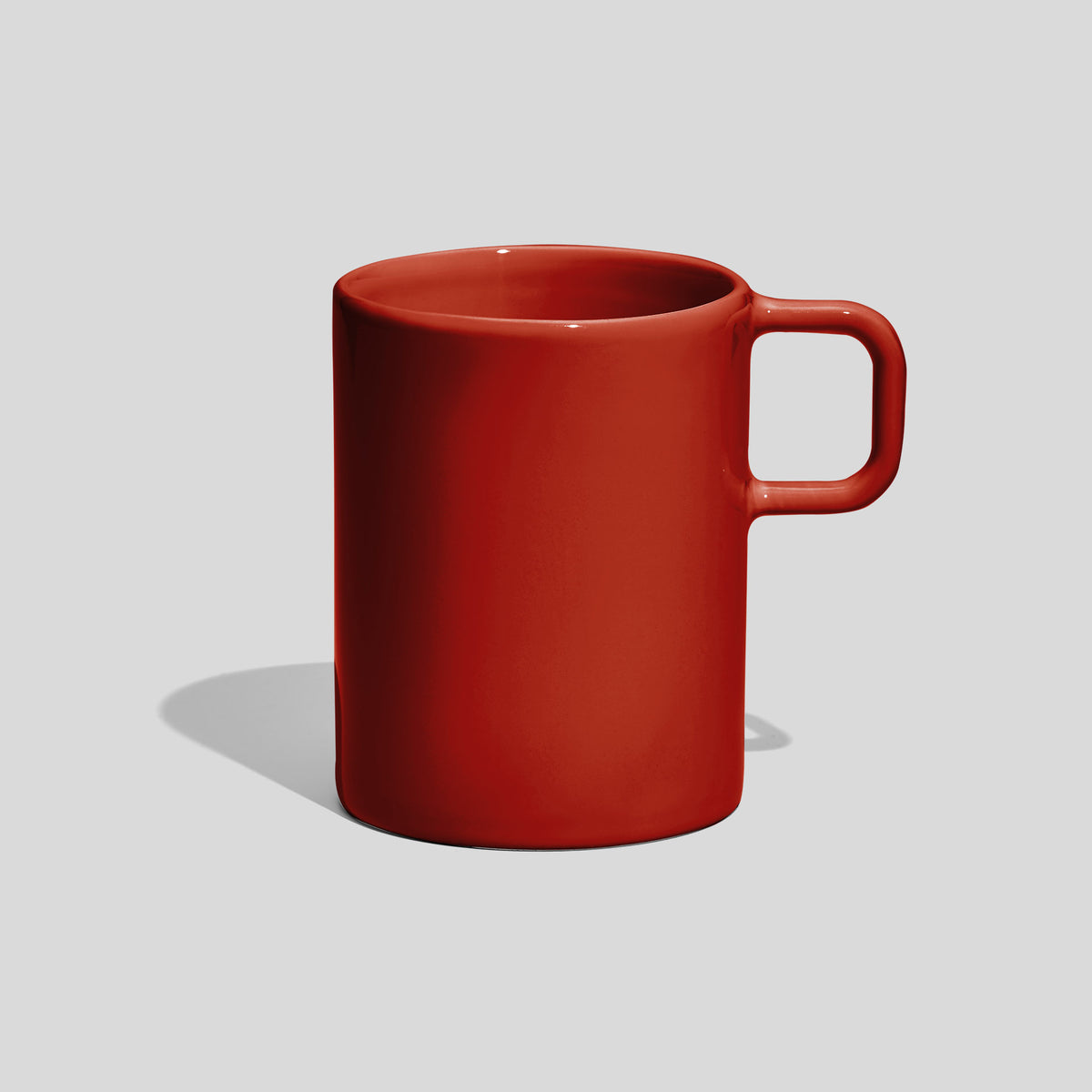 Gerader Kaffeebecher 300 ml mit quadratischem Henkel – Rot