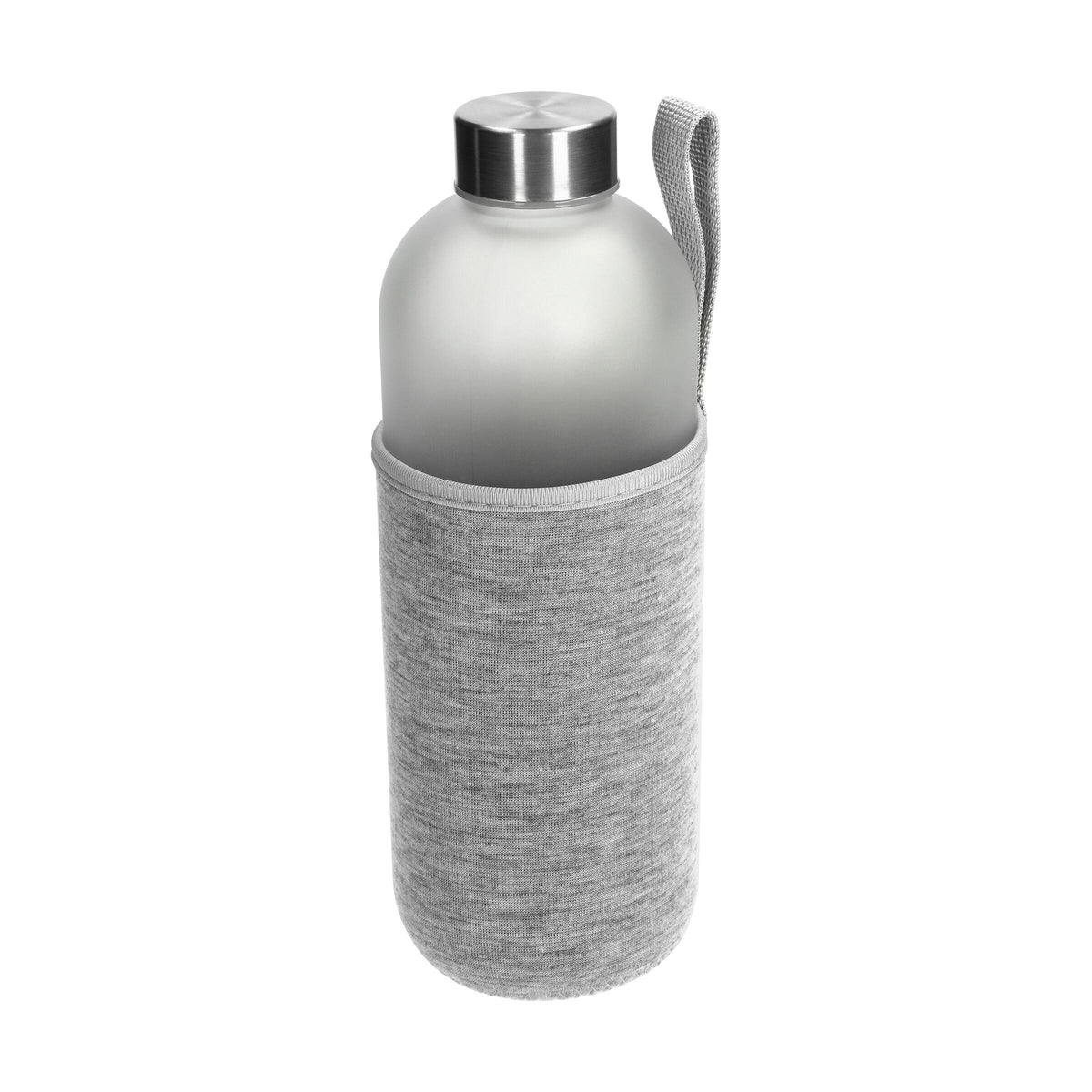 Glasflasche mit Hülle „Iced“ 1,0 l – Transparent / Grau