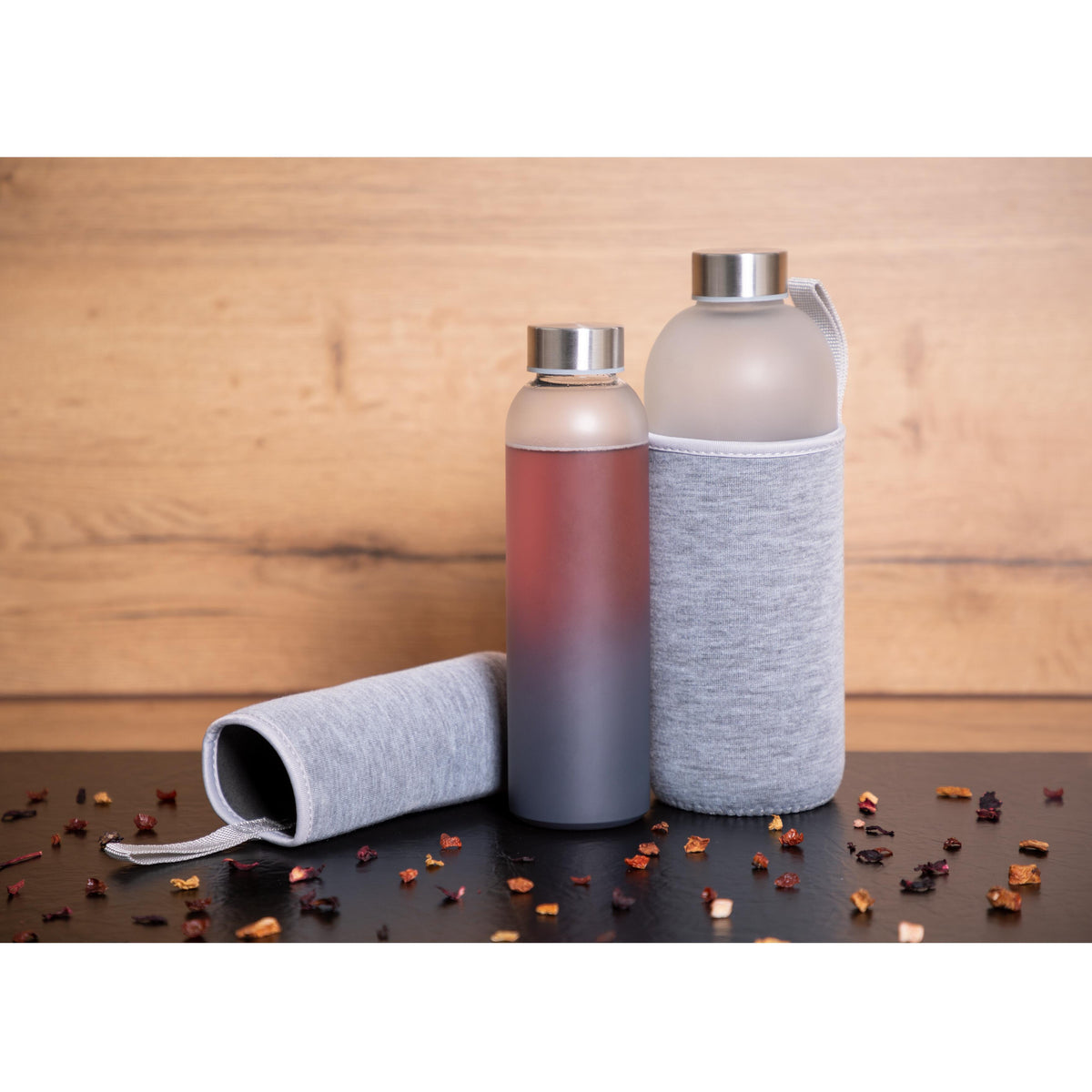 Glasflasche mit Hülle „Iced“ 1,0 l