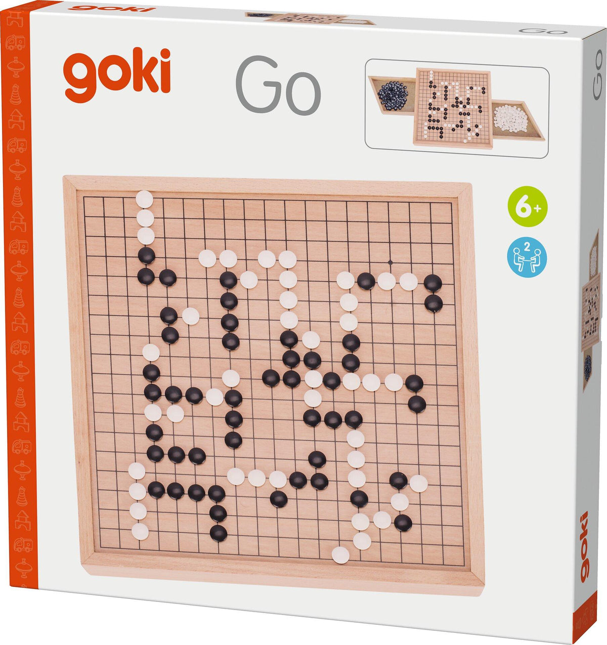 Go Brettspiel aus Holz mit Ausziehfächern, 361 Steine – Nahaufnahme