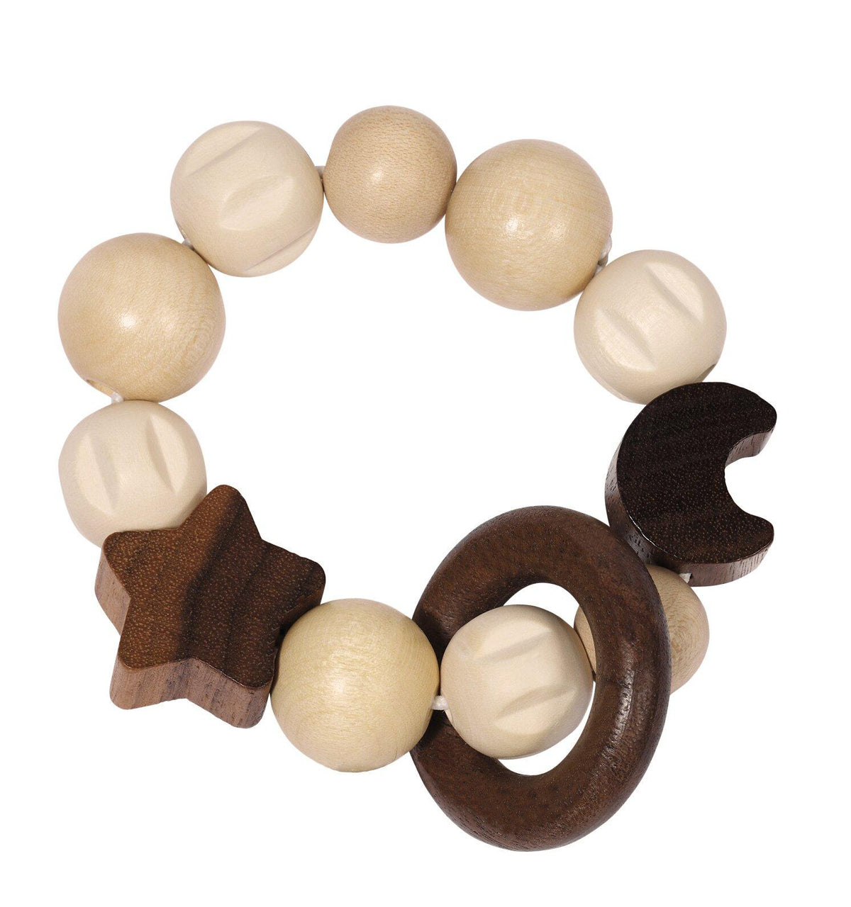 Greifling Mond und Stern aus hellem und dunklem Holz – Gesamtansicht