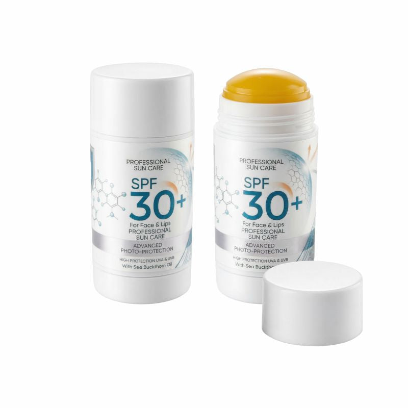 Großer Sonnenschutzstick LSF 30 mit 30 g und Logo Etikett