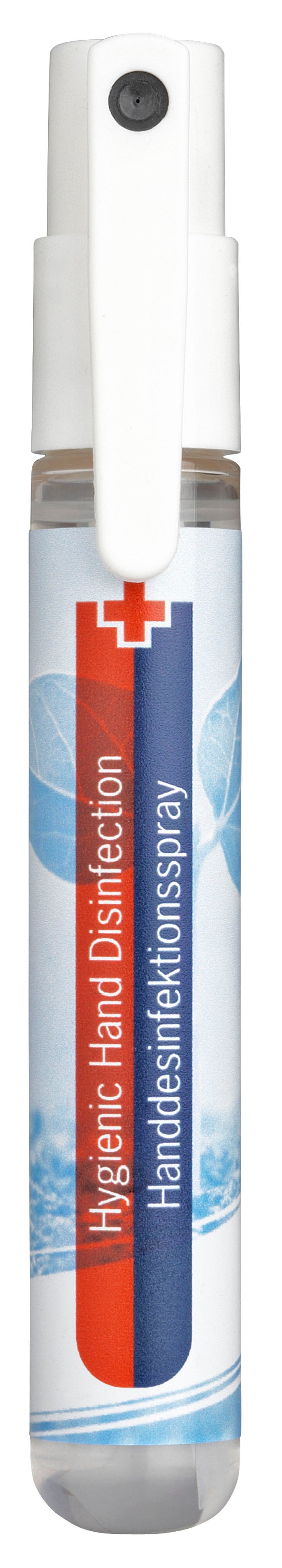 Handdesinfektionsspray 15 ml mit Clip und Etikett
