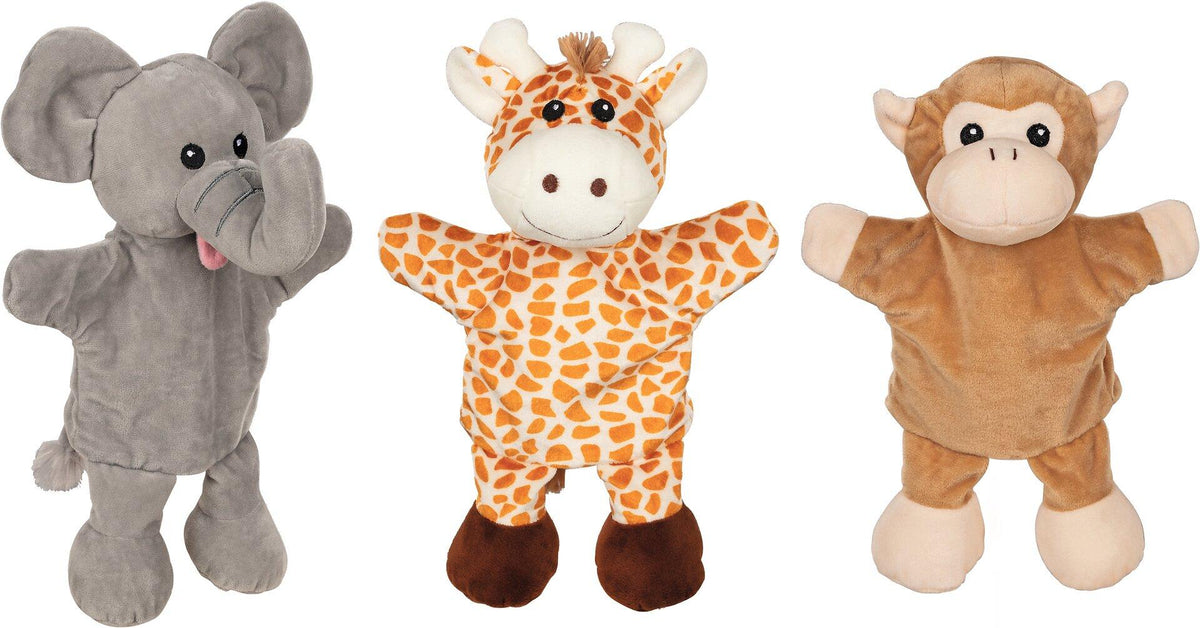 Handpuppen Giraffe, Affe und Elefant mit Beinen – Gesamtansicht