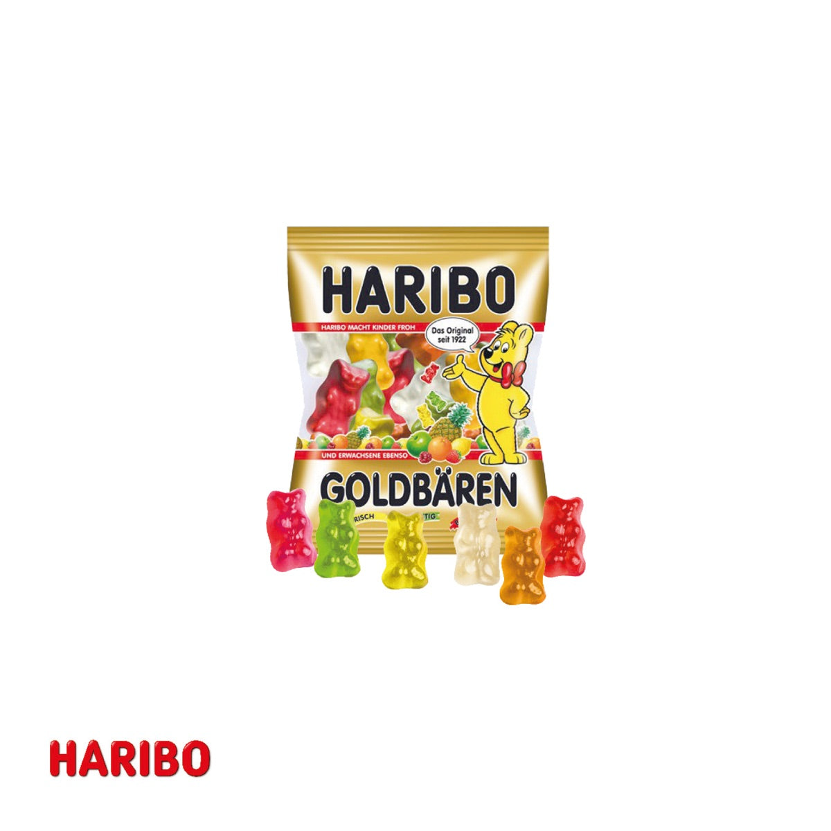 Geöffnetes Briefchen mit HARIBO Mini Goldbären Tüte