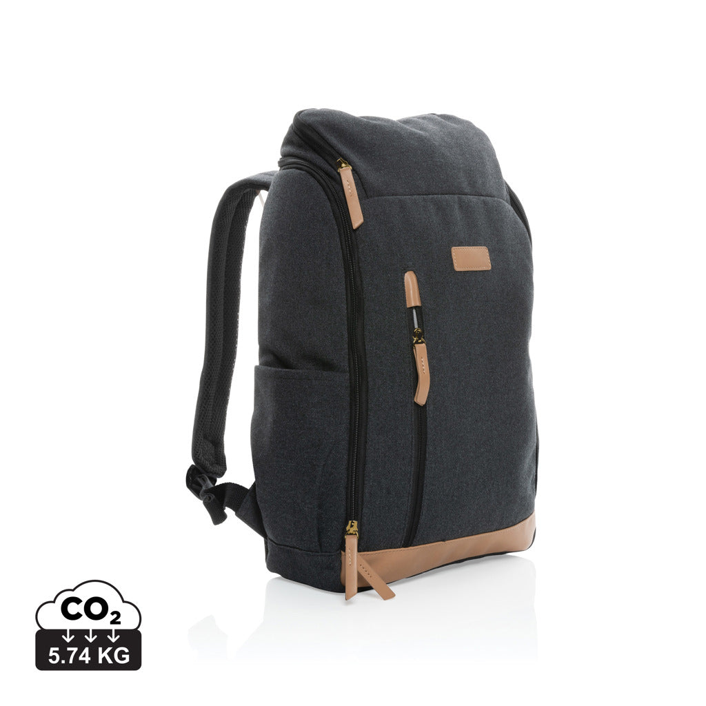 Impact AWARE™ 16 oz. r recyceltem canvas 15" Laptop-Rucksack – schwarz