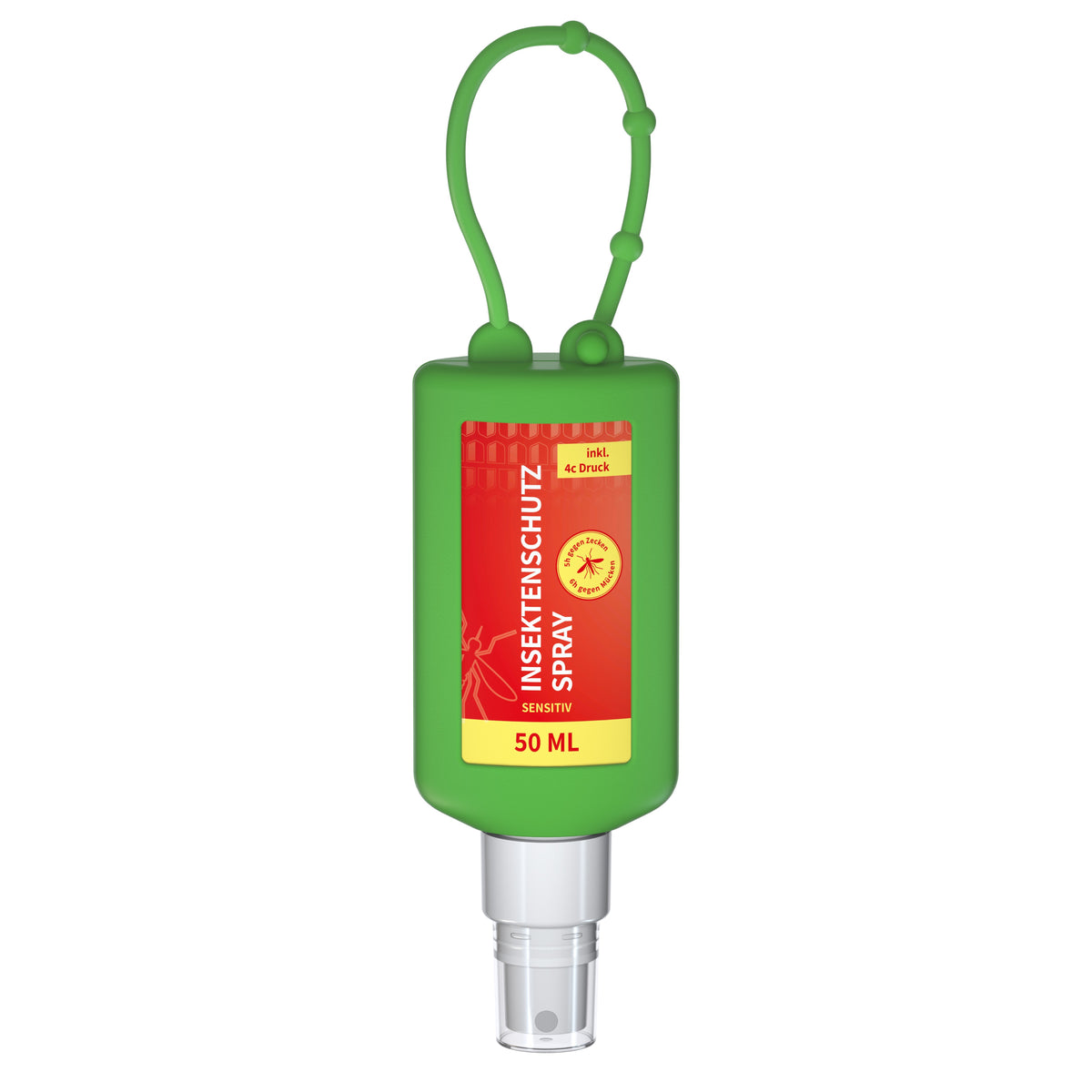 Insektenschutzspray 50 ml Anhängeflasche mit Silikonhülle – Grün