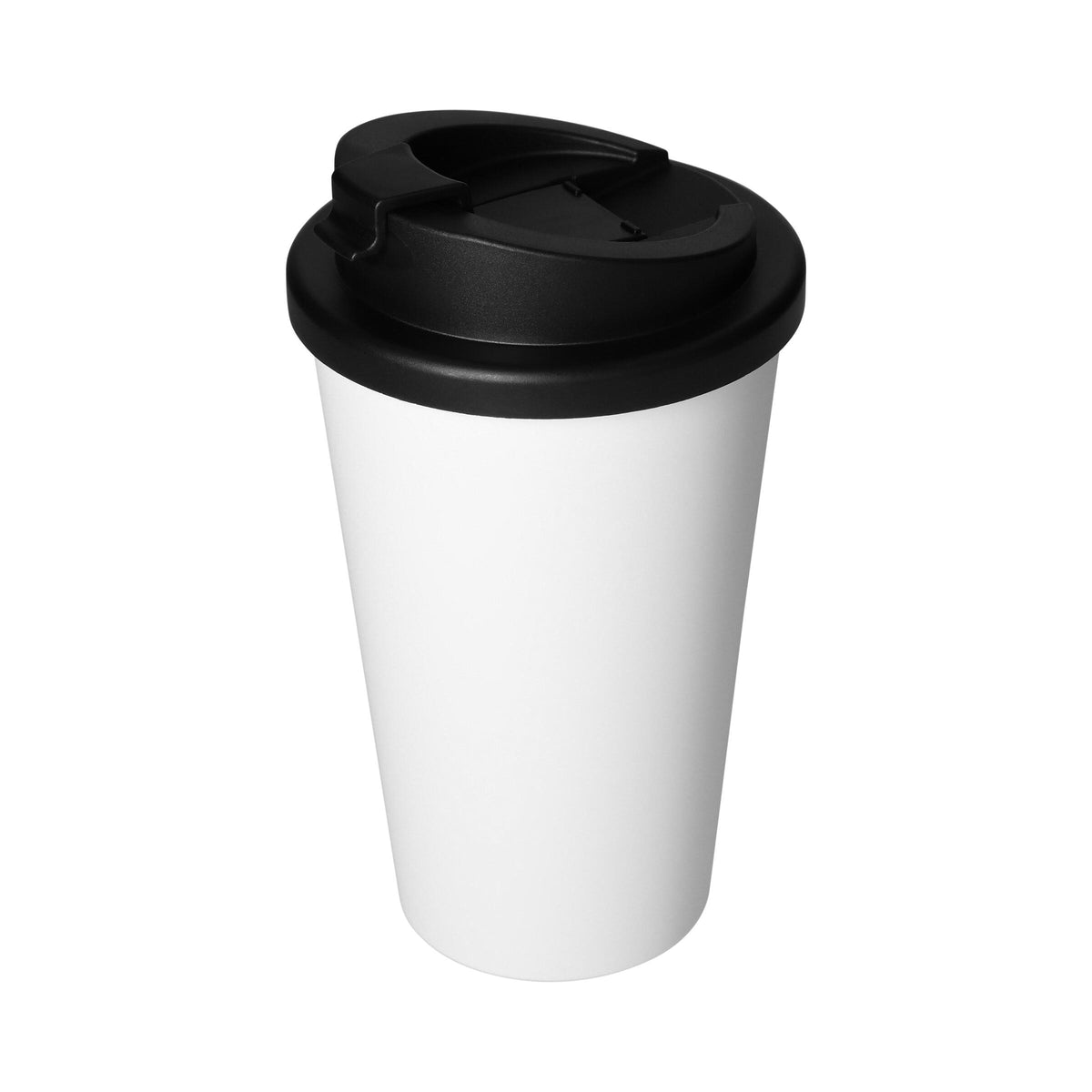 Kaffeebecher „Premium Deluxe“ – Weiß / Schwarz