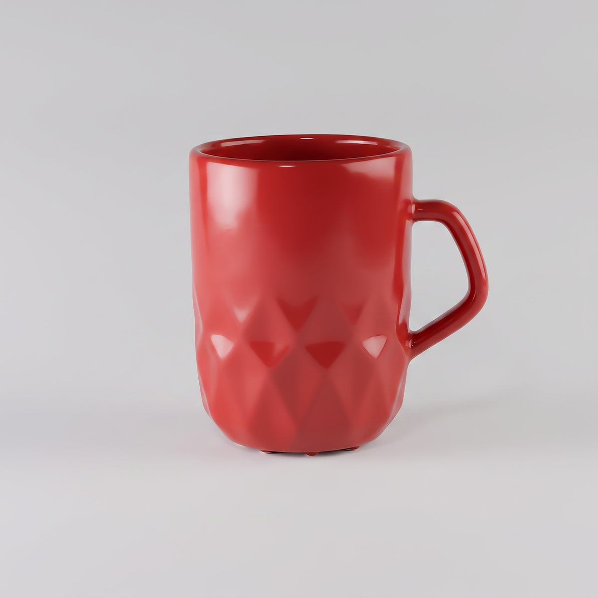 Keramiktasse 350 ml mit Rautenrelief und schrägem Henkel – Bordeaux