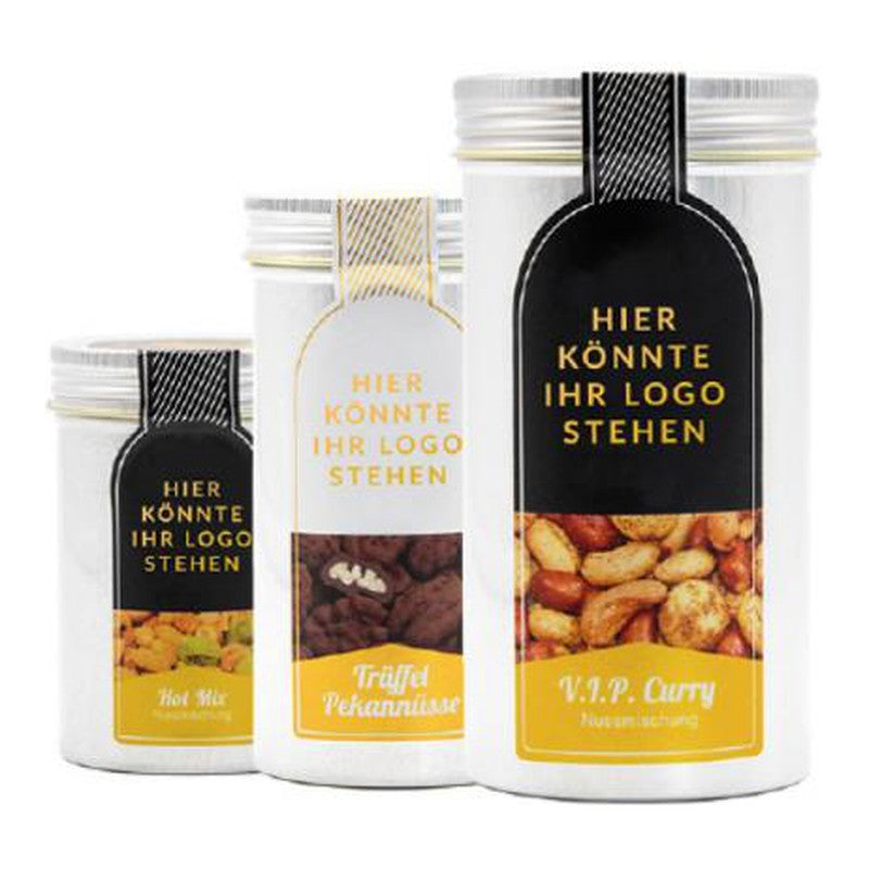 KERNenergie Nüsse in der Aludose M mit eigenem Etikett – Beispiel mit Platzhalter für Dein Logo