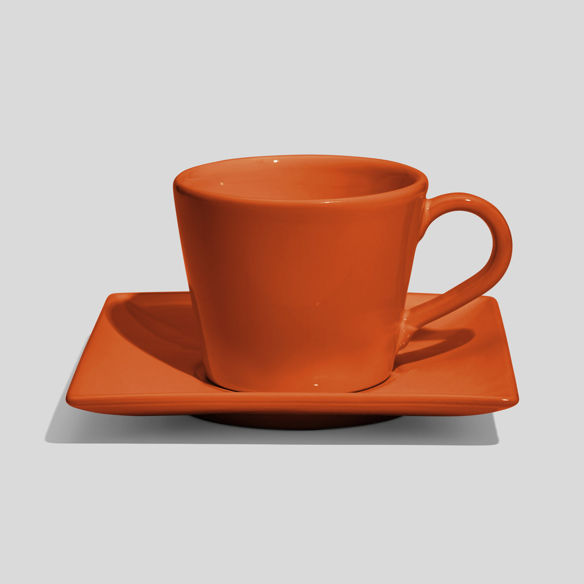 Konische Tasse mit quadratischer Untertasse 320 ml – Orange