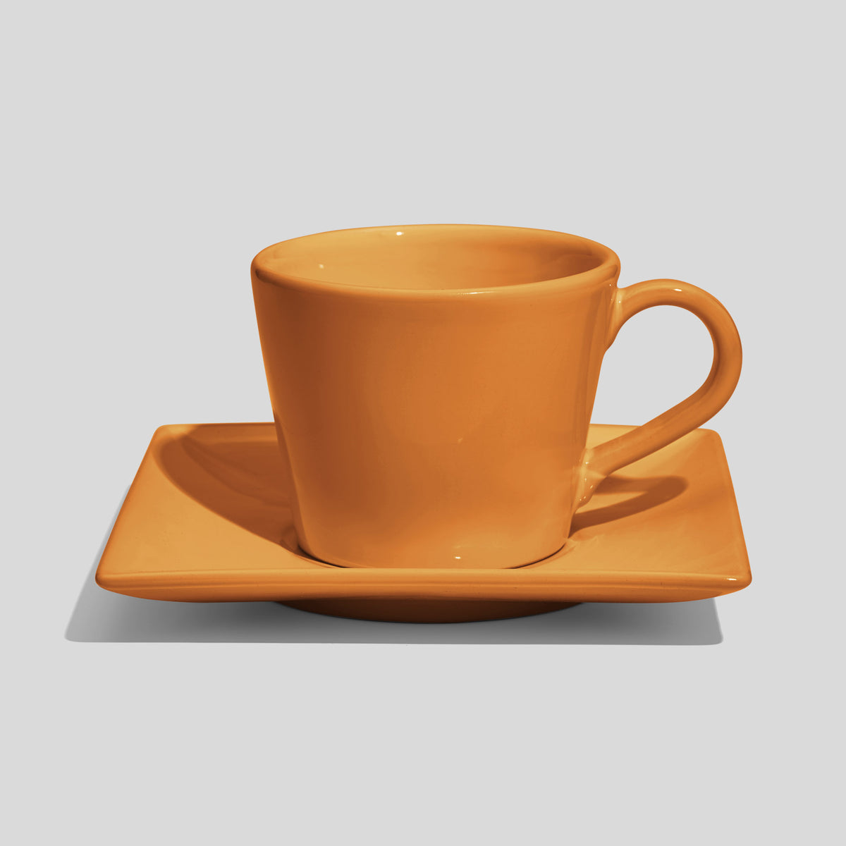 Konische Tasse mit quadratischer Untertasse 320 ml – Senfgelb