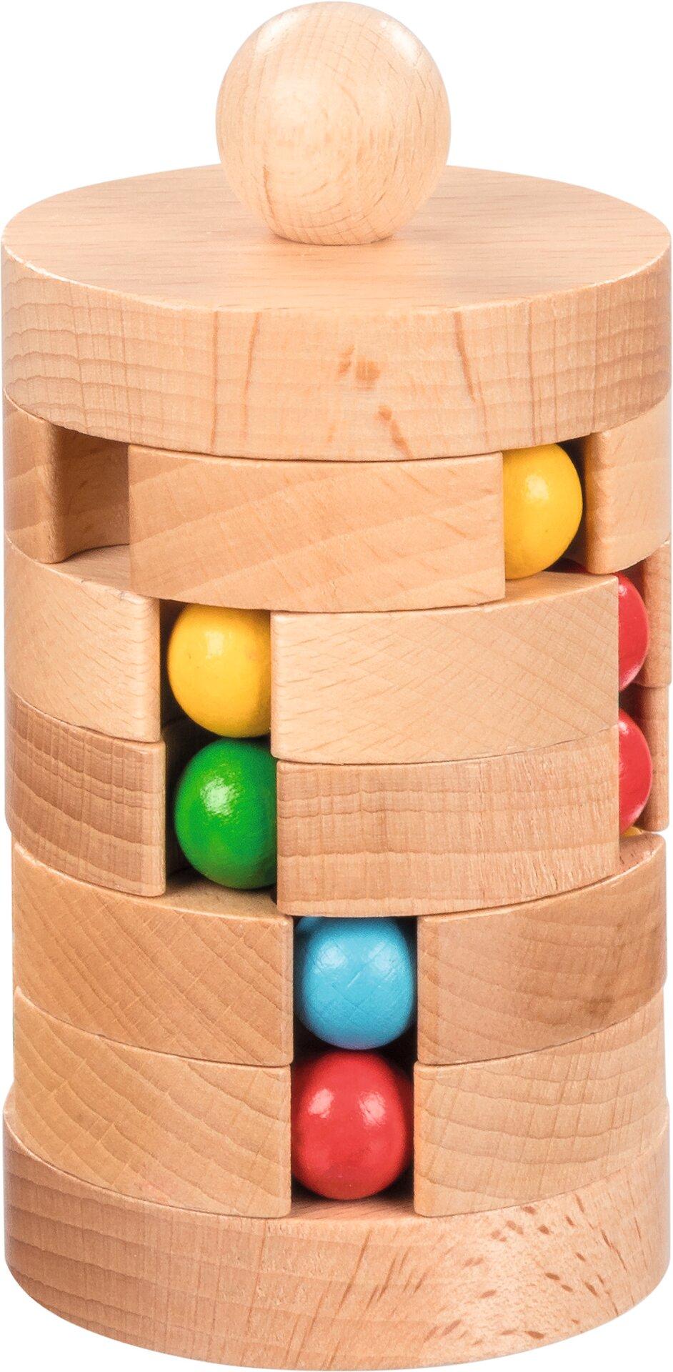 Kugelturm Holzpuzzle mit bunten Kugeln – Ansicht