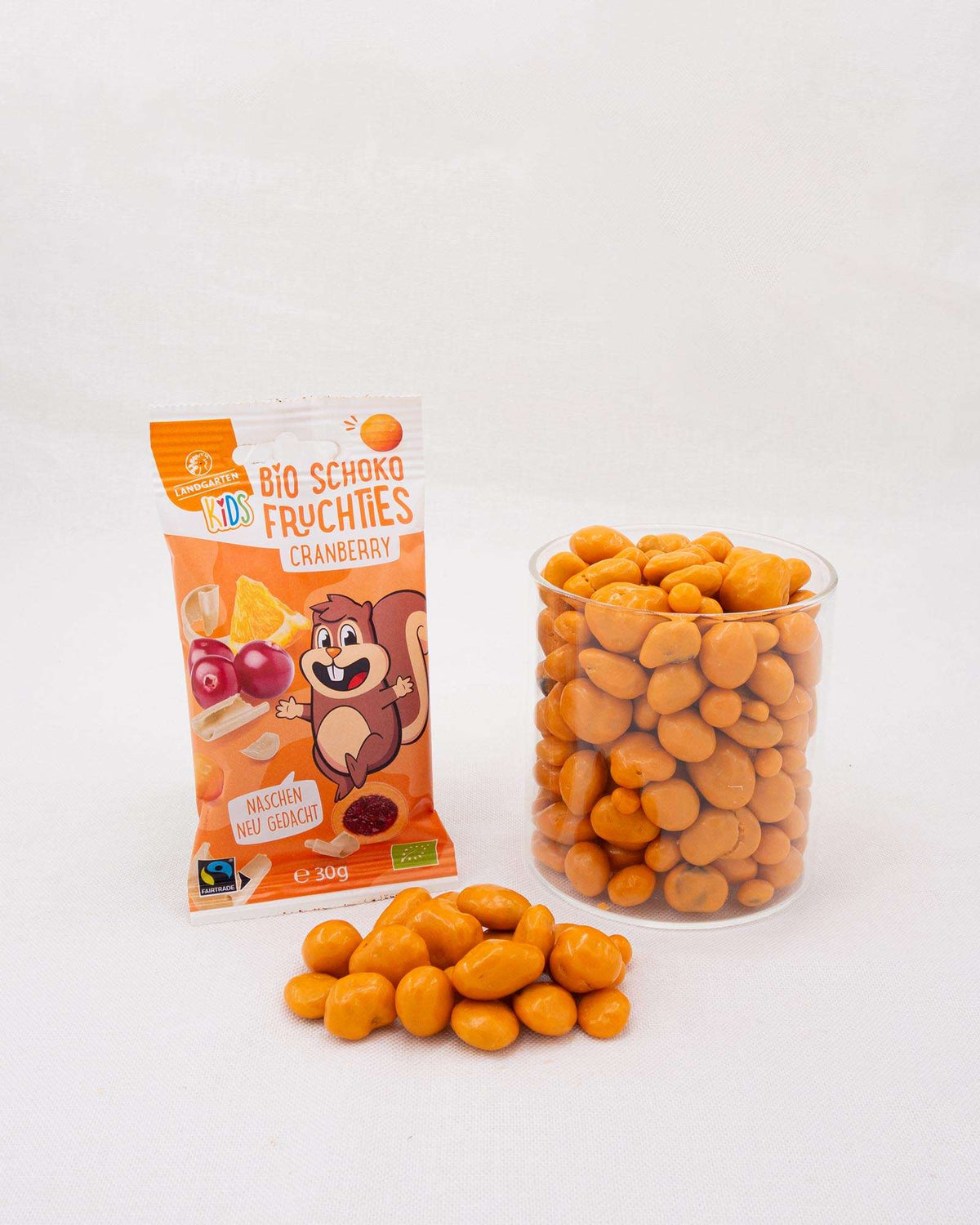 LANDGARTEN Bio KIDS Schoko Fruchties Cranberry 30 g mit Logo