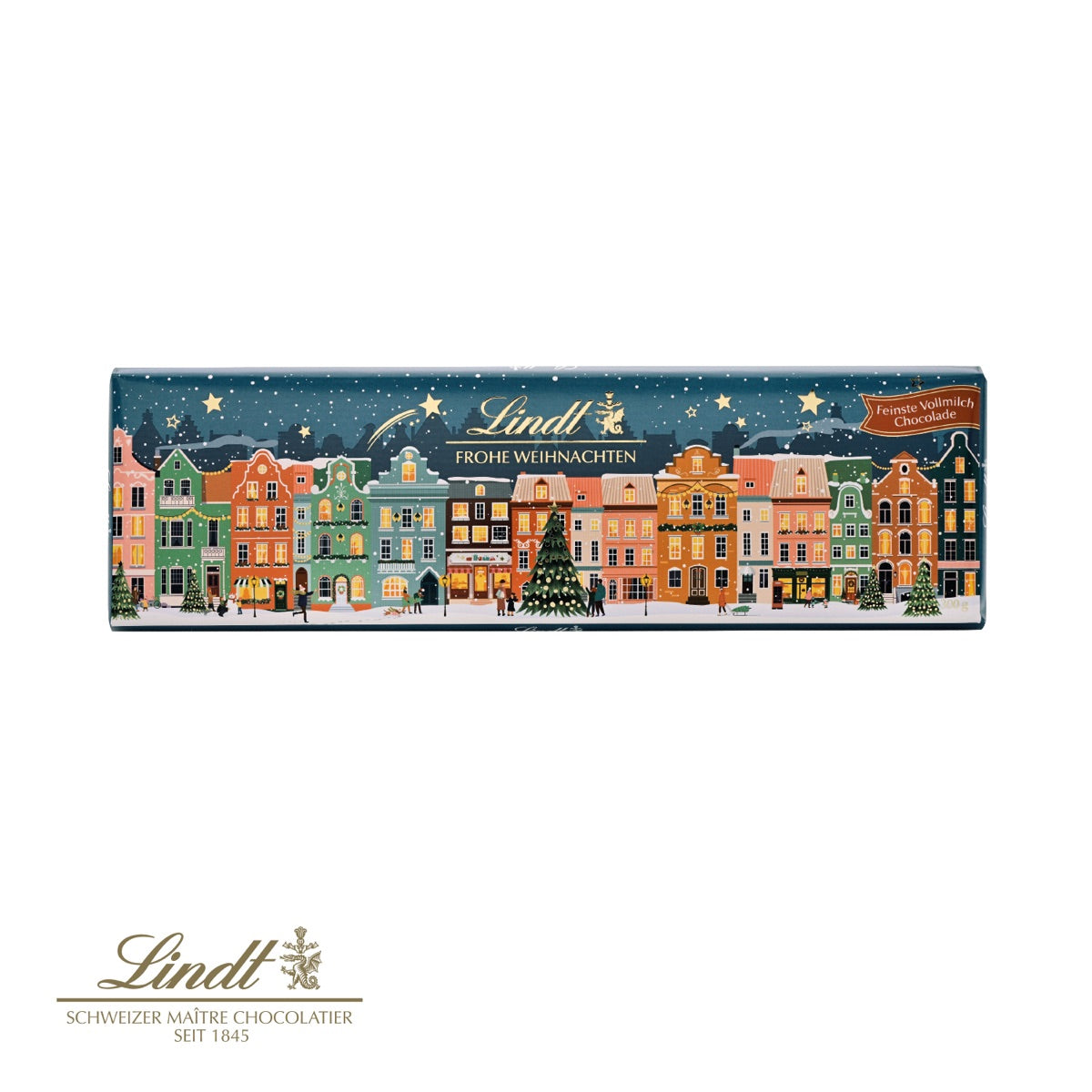 Schuber geöffnet mit großer Vollmilchtafel von Lindt