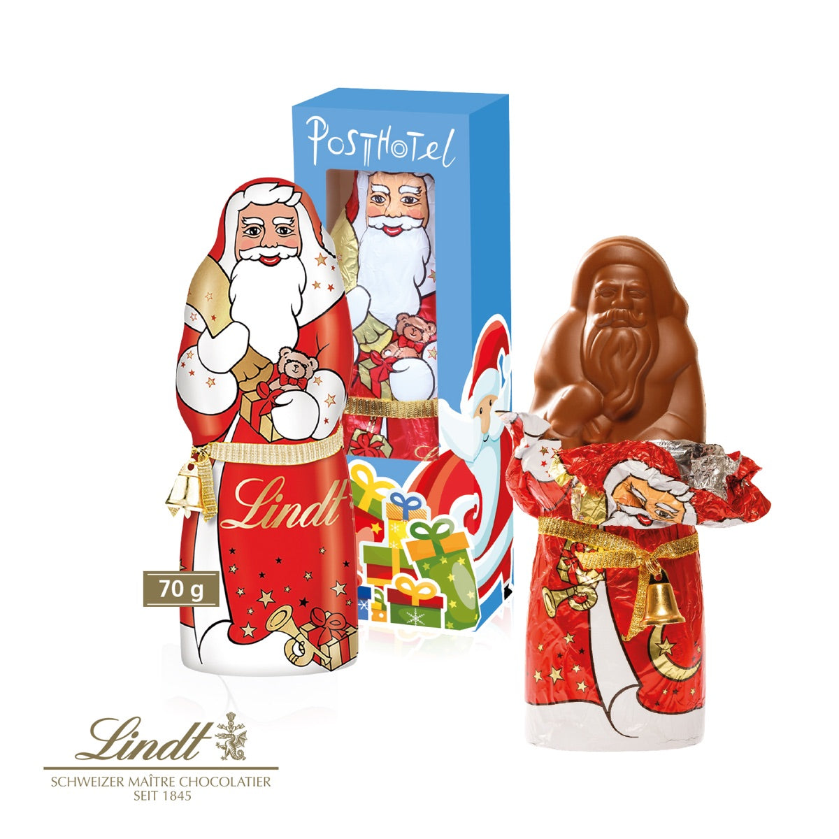 Werbekartonage mit individuellem Druck für einen Lindt Weihnachtsmann
