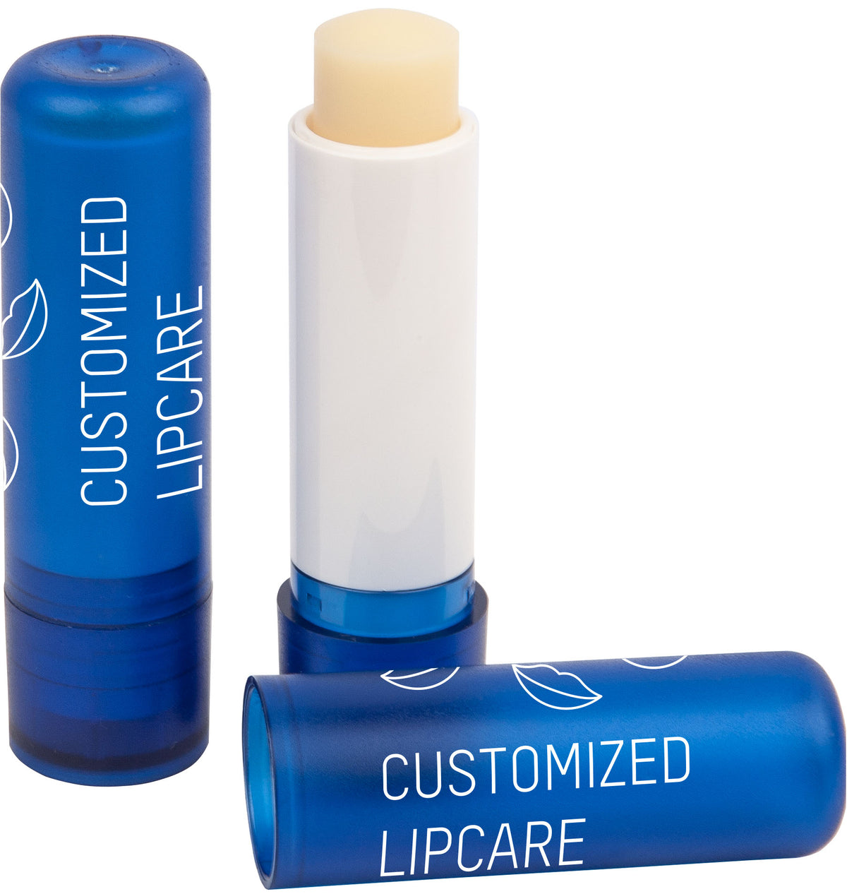 Lippenpflegestift in Schutzfolie mit Logo – Blau