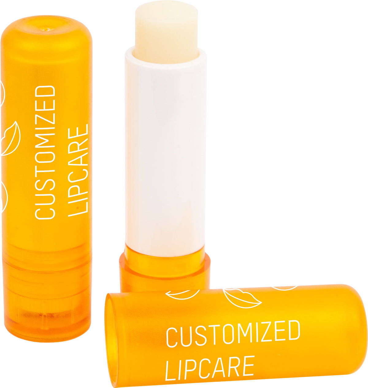Lippenpflegestift in Schutzfolie mit Logo – Gelb Orange