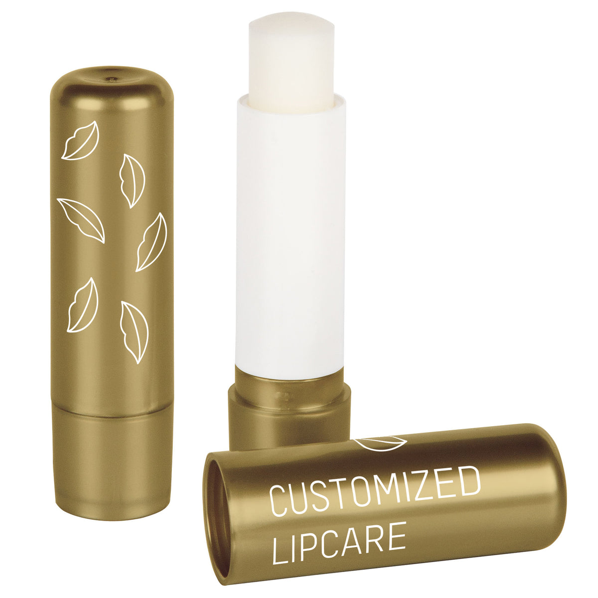 Lippenpflegestift Metallic in Gold oder Silber mit Logo – Gold