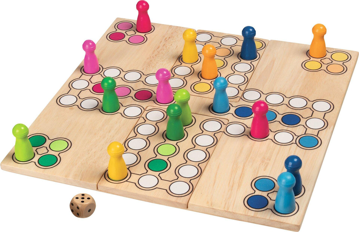 Ludo Brettspiel mit bunten Spielfiguren, 24 cm, von goki – Ansicht