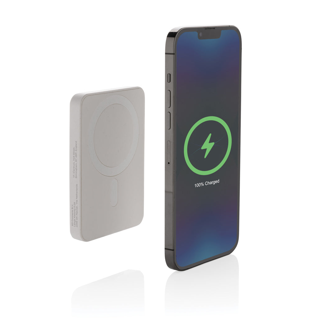 Magnetix 5.000mAh magnetische Powerbank aus RCS recycel. ABS – weiß