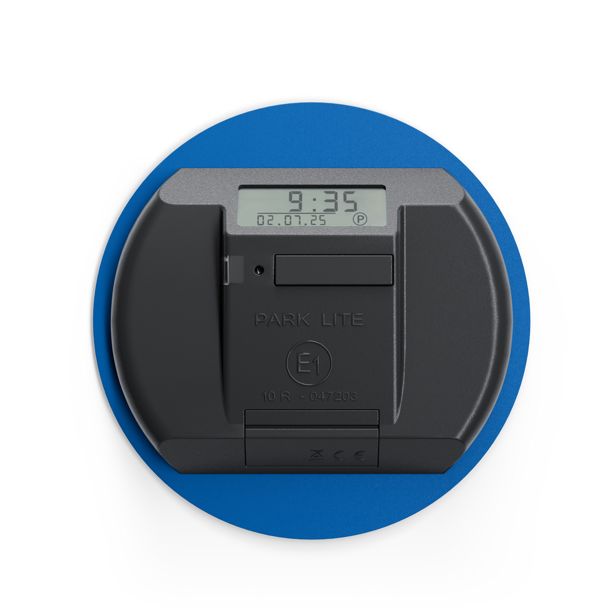 Needit Park Lite One runde elektronische Parkscheibe mit Logo – Blau
