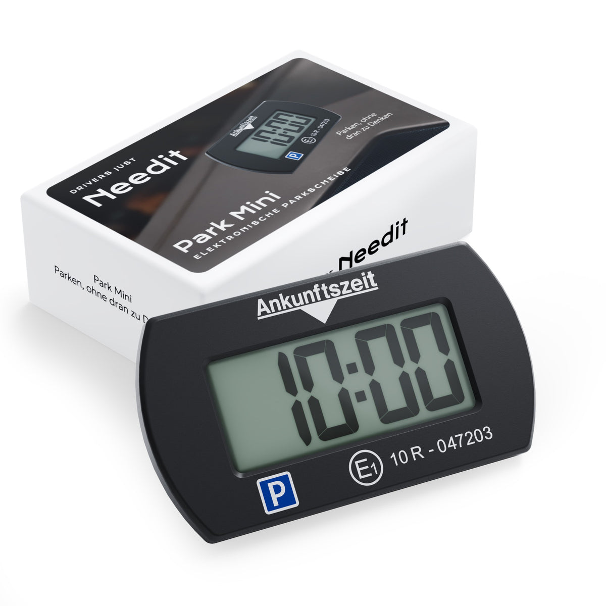 Needit Park Mini elektronische Parkscheibe in Schwarz mit Logo – Schwarz