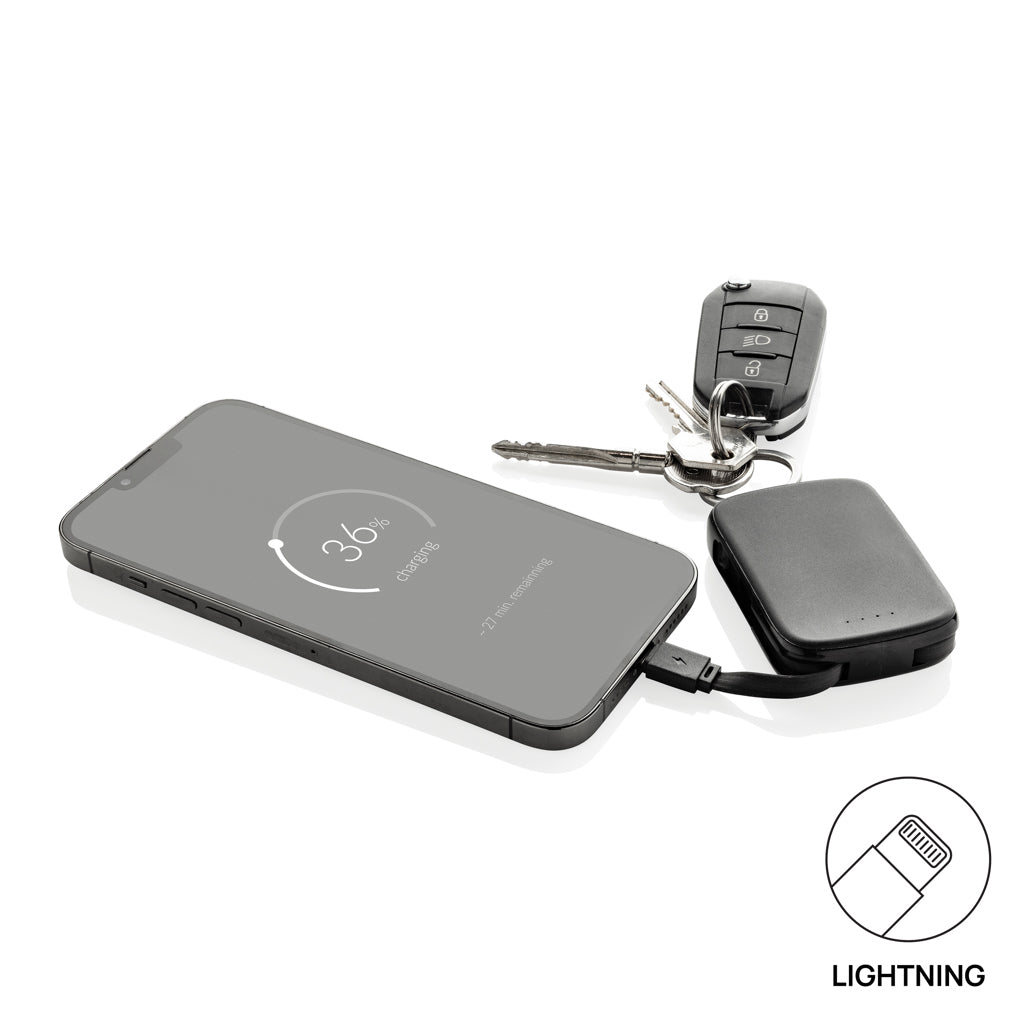 Nexo RCS Key-Chain-Powerbank 2.000mAh mit integr. Kabeln – schwarz