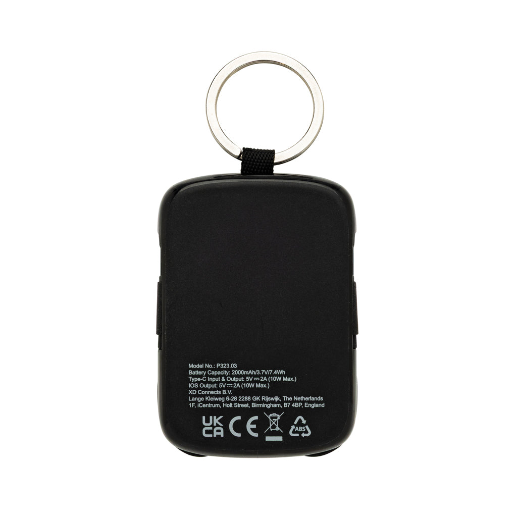 Nexo RCS Key-Chain-Powerbank 2.000mAh mit integr. Kabeln – schwarz