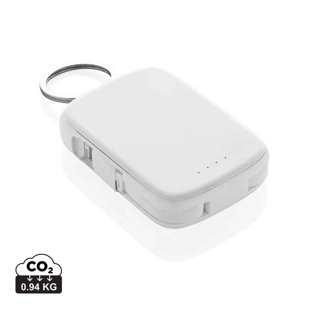 Nexo RCS Key-Chain-Powerbank 2.000mAh mit integr. Kabeln – weiß