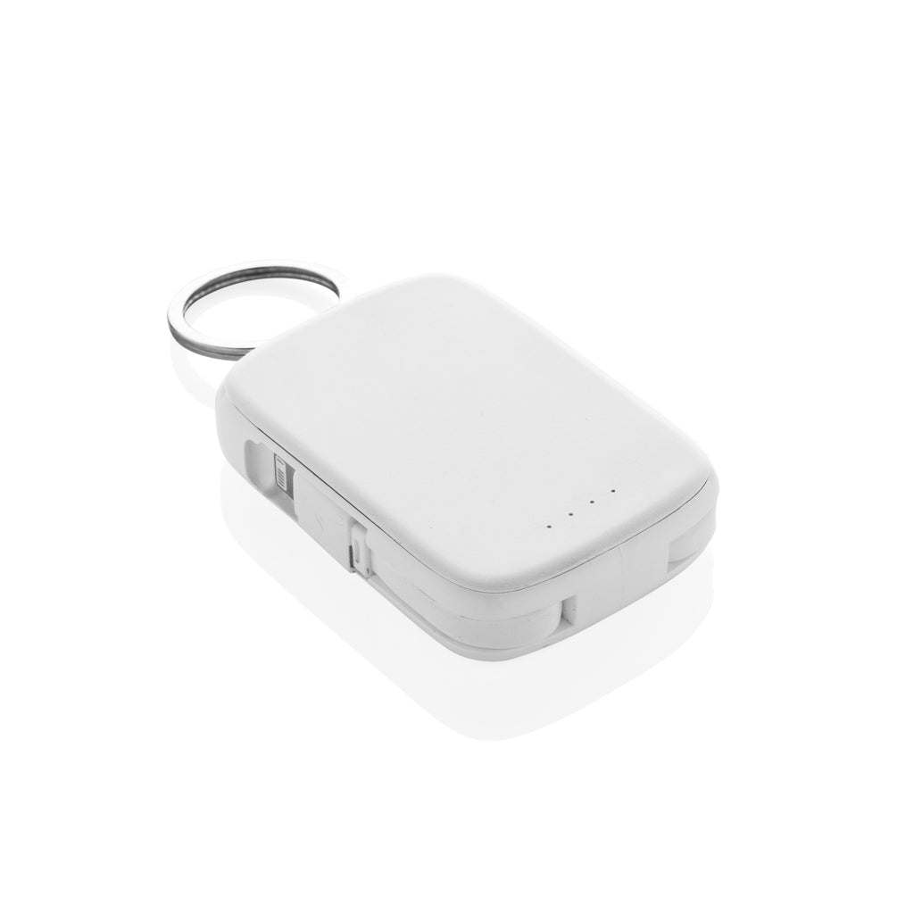 Nexo RCS Key-Chain-Powerbank 2.000mAh mit integr. Kabeln – weiß