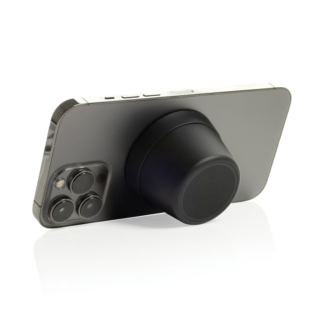 Nivio magnetischer 5W-Speaker aus RCS recyceltem Aluminium – schwarz